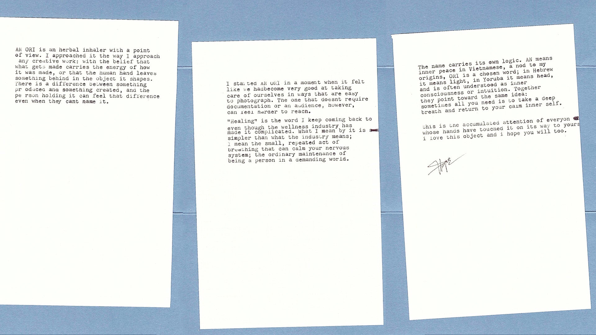 Letter from AN ORI's Founder